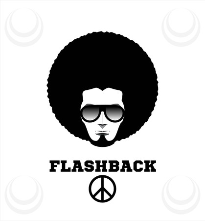 Retro man in 1970s hairstyle. Frizzy, 70's.のイラスト素材