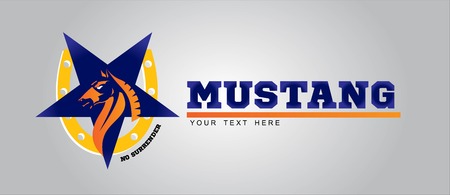 horse. horse mascot. Mustang combine with star icon and horseshoe.のイラスト素材