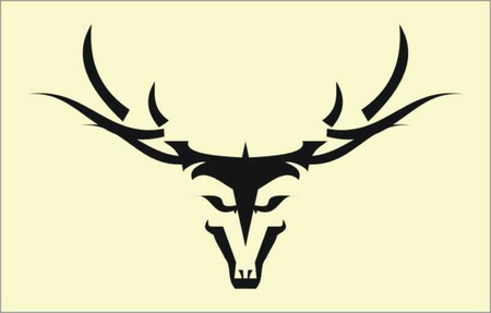 Stylized Wild Buck Head with the Long Horn. tribal art on white background.のイラスト素材