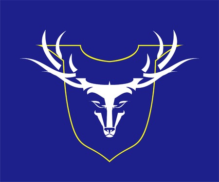 Stylized Long Horn Wild Buck with the Yellow Outline Shield.のイラスト素材