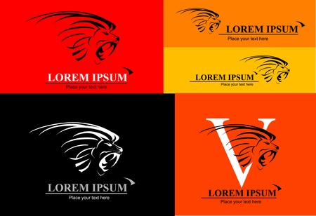 A set of Lion Head, combine with Text in various composition, can applied as corporate identity, mascot, symbol of the team, community etc. "V" in the bottom right could mean Victory, Viva. etcのイラスト素材