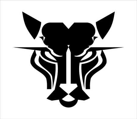 Cat head logo. Panther head icon in black and white.のイラスト素材