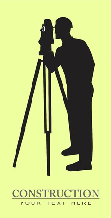 construction worker operating the theodolit.のイラスト素材