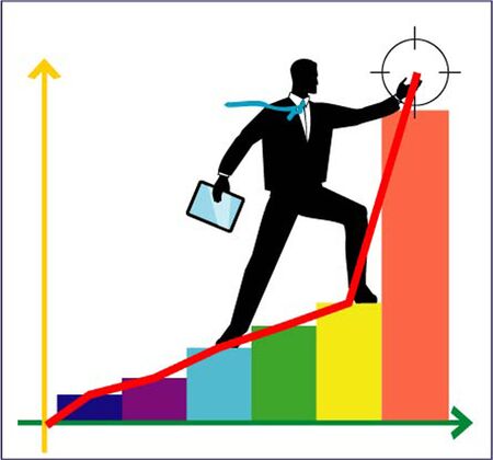 silhouette of Businessman reach the success point of the top selling. のイラスト素材