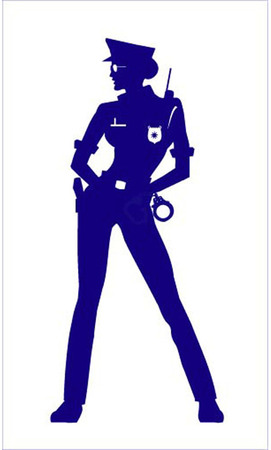 silhouette of standing policewoman on white background.のイラスト素材