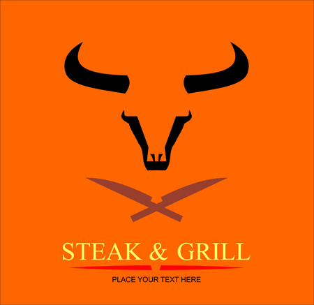 Steak and Grill restaurant Icon combine with knife iconのイラスト素材