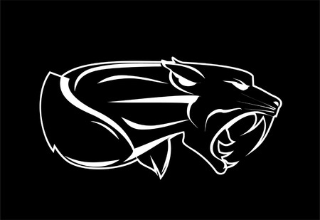 vector illustration, white lines over the black background. Suitable for team or community identity, sport club logo or mascot, insignia, embellishment, emblem,illustration for apparel, etc. available in EPS and Hi Res JPEGのイラスト素材