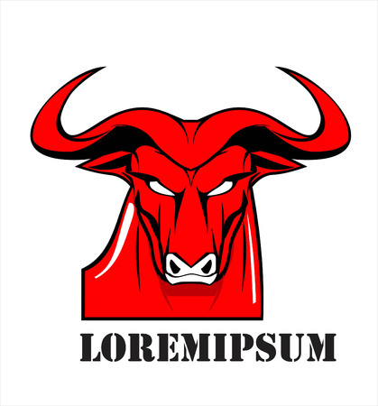 Red Buffalo. Wild Bull. Bull mascot.のイラスト素材