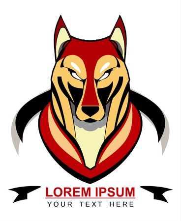 colored big fox, husky, wolf, coyote. wild dog on white background.のイラスト素材