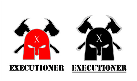 The executioner mask and axe logo.のイラスト素材