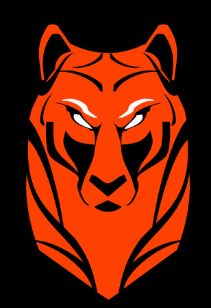 Tiger, tiger head. predator. red tiger on black background.のイラスト素材