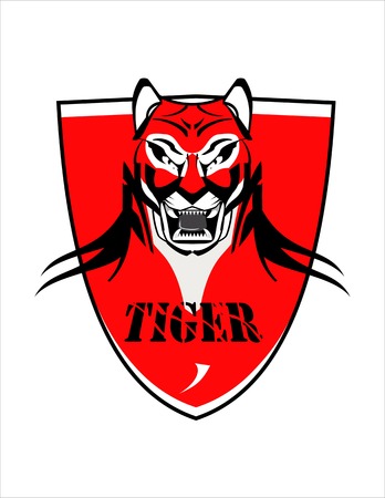 Tiger Head Over the Red Shieldのイラスト素材