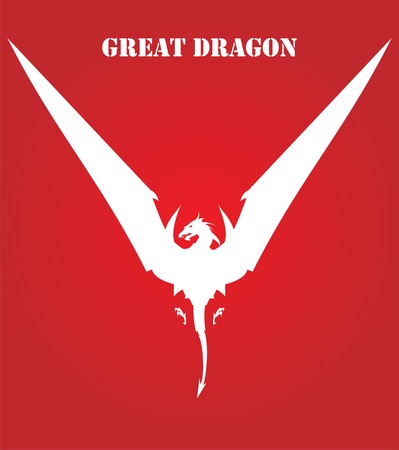 White Dragon. Dragon spreading its wingのイラスト素材