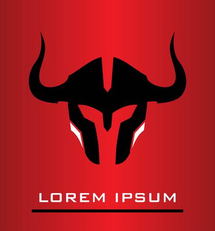 Warrior, warrior head. Black horned mascot teamのイラスト素材