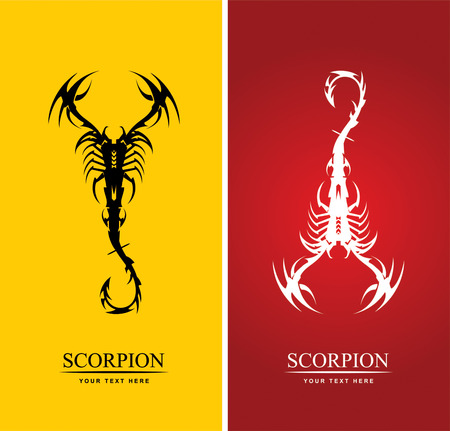Artistic scorpion in red and yellow illustration on white background.のイラスト素材