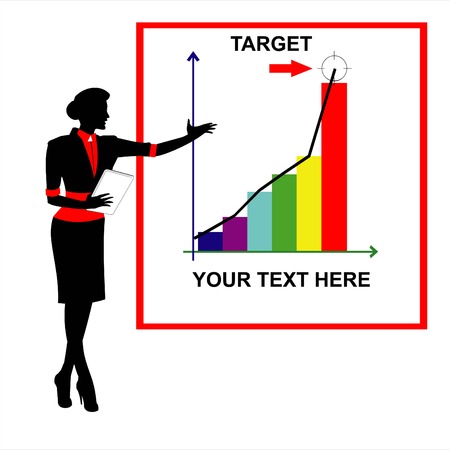 Target. Business woman, presenting a market plan. presentation.のイラスト素材