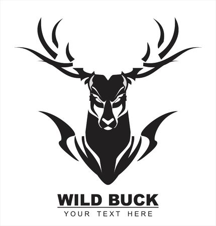 Wild buck icon with buck or deer silhouette on white background. Vector illustration.のイラスト素材