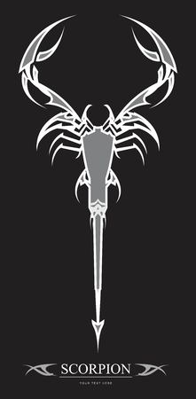 Black Grey scorpion over black background.のイラスト素材