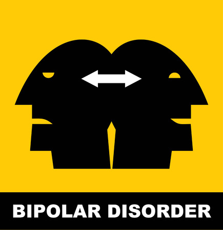 Bipolar disorder with two heads illustrationのイラスト素材