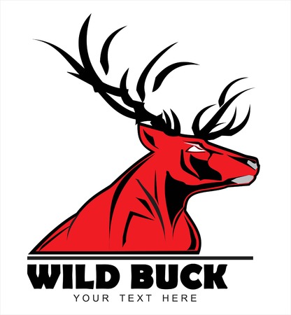 Wild Red Buck, symbolizing power, protection, dignity, etc. Suitable for team Mascot ,community identity, product identity, corporate identity, illustration for apparel, clothing, illustration, etcのイラスト素材