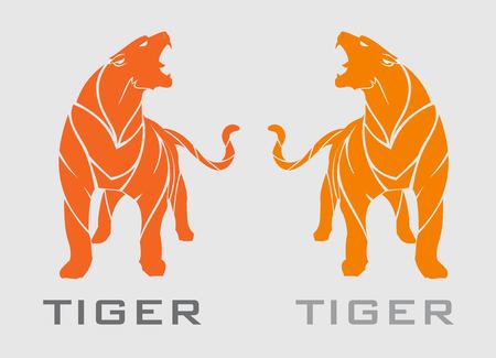 Tiger roaring on white background.のイラスト素材