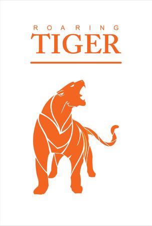 Roaring tiger on white background.のイラスト素材