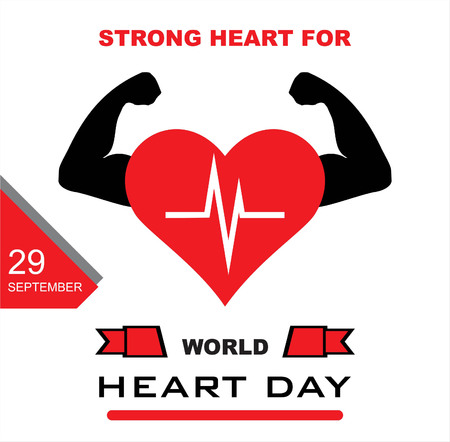 Illustration of strong heart with the cardiograph, suitable for world heart day event, world health day, healthy lifestyle slogan, hospital, etcのイラスト素材