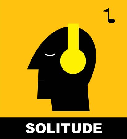 Human head with headphones set.のイラスト素材