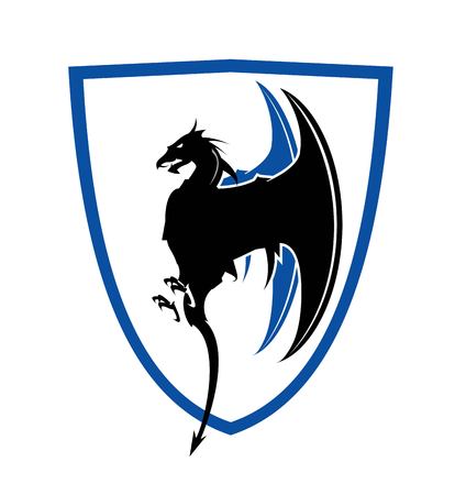 dragon on shield icon.のイラスト素材