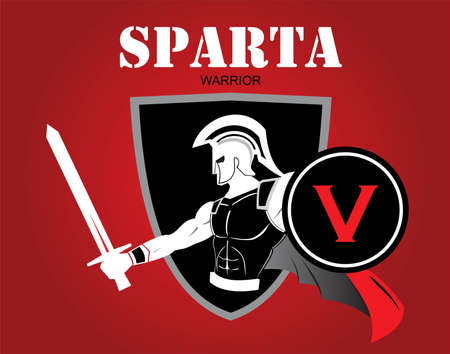 sparta warrior holds sword and shieldのイラスト素材