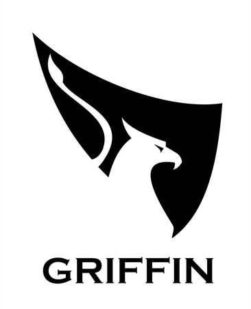 Griffin on black wing silhouetteのイラスト素材