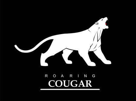 Fearless cougar. Roaring puma. Roaring jaguar. Elegant white panther.のイラスト素材