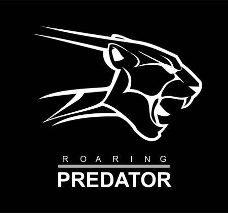 Fearless Panther. Roaring Predator. Roaring Panther. Panther half body. Roaring fang face. Combine with textのイラスト素材