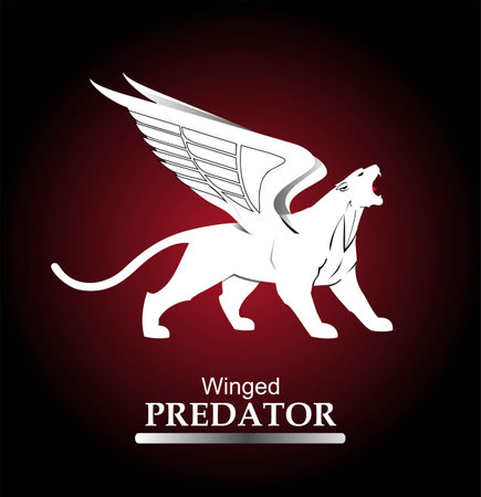 winged puma. winged cougar. winged pantherのイラスト素材