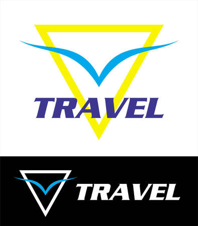 Wings Travel in triangle. travel logo. Vector template.  elegant design of flying bird wings on triangle.のイラスト素材