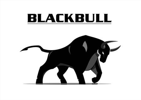 Wild bold black bull in alert positionのイラスト素材