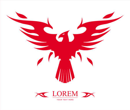 red phoenix, red eagle. tribal hawk, falcon flame.のイラスト素材
