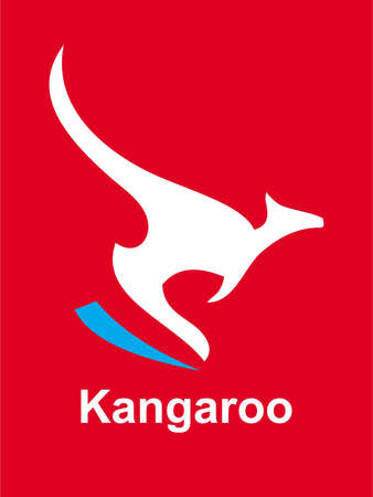 kangaroo. beautiful white kangaroo silhouette on red backgroundのイラスト素材