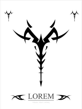arrow bow. tribal ornament in black on white background.のイラスト素材