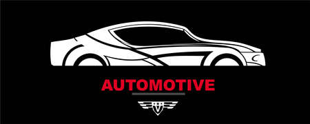 elegant white bold car on black.のイラスト素材