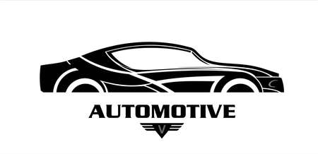 Black bold car on white backgroundのイラスト素材