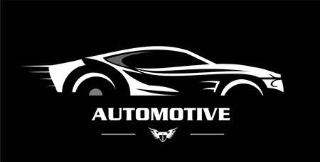 white car on black, automotive.のイラスト素材