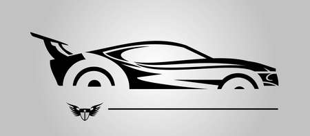 elegant black car on greyのイラスト素材