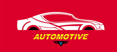 Elegant Bold White Car logo on red background.のイラスト素材