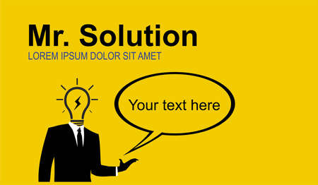 bulb head named mr. Solution. illustration for billboard, presentation purpose, promotion tools, business communication, creative concept icon, etcのイラスト素材