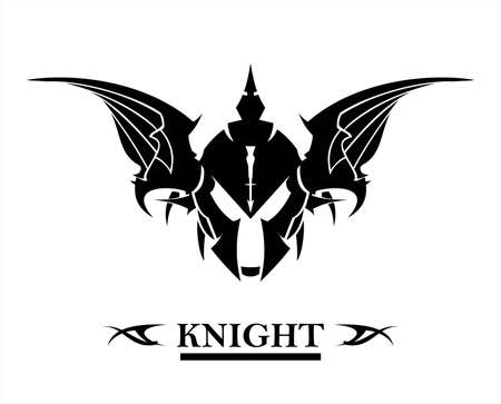 artistic winged warrior head in blackのイラスト素材