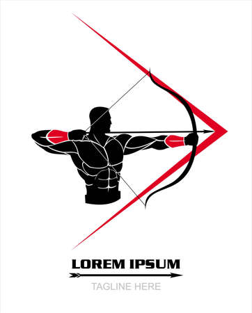 archer combine with big arrow head icon at the backgroundのイラスト素材