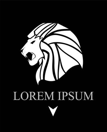 Great Lion head in black on white background.のイラスト素材