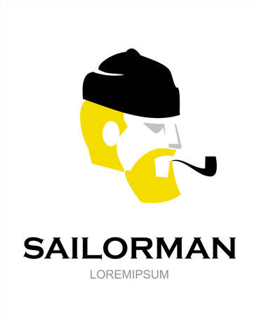 head of bearded sailorman with pipe and capのイラスト素材