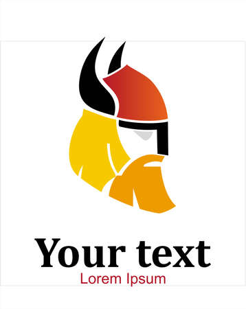 viking warrior head with beard and horned helmetのイラスト素材